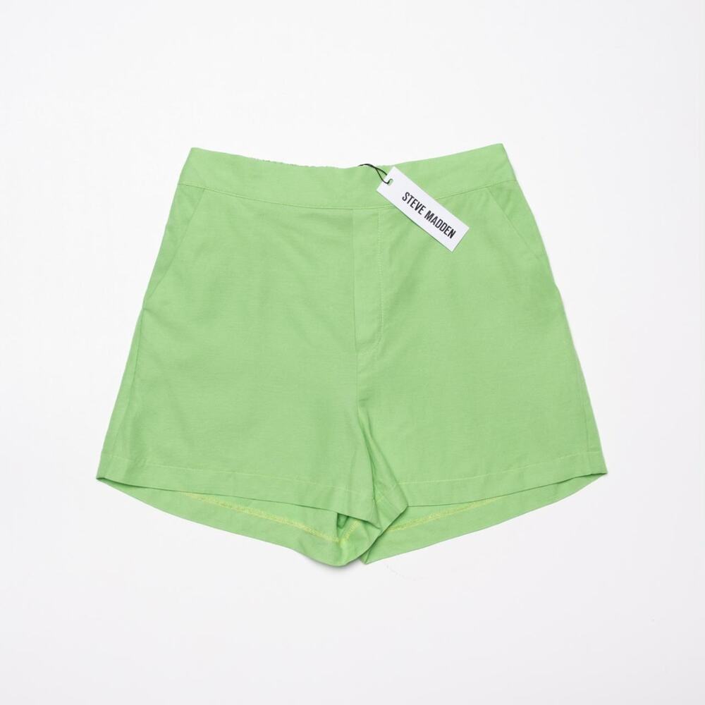 Steve Madden Lime Green Eni Linen Shorts